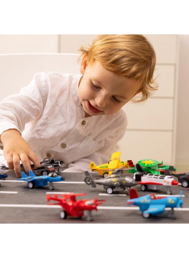 JOYIN JOYIN 16 Pcs Pull Back Airplane Toys, Boys Plane Playset, Aircraft Incl Helicopter Toys, Fighter Jet Toys, Bomber Toys, Biplane Toy, Gifts for Toddler Kids 3+ Years Old, Kids Presents Toys  - Image 1