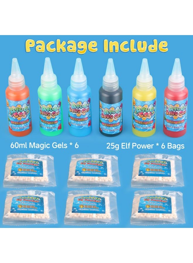 wookidel Magic Water Gel Elf Powder Refill, Aqua Fairy Water Gel Kit Refill with 6PCS Elf Powder and 6 PCS Magic Gels, Aqua Jelly Gels Kit for Christmas,Birthday, Gift for Girls 6 7 8 9 10 Year Old - Image 2