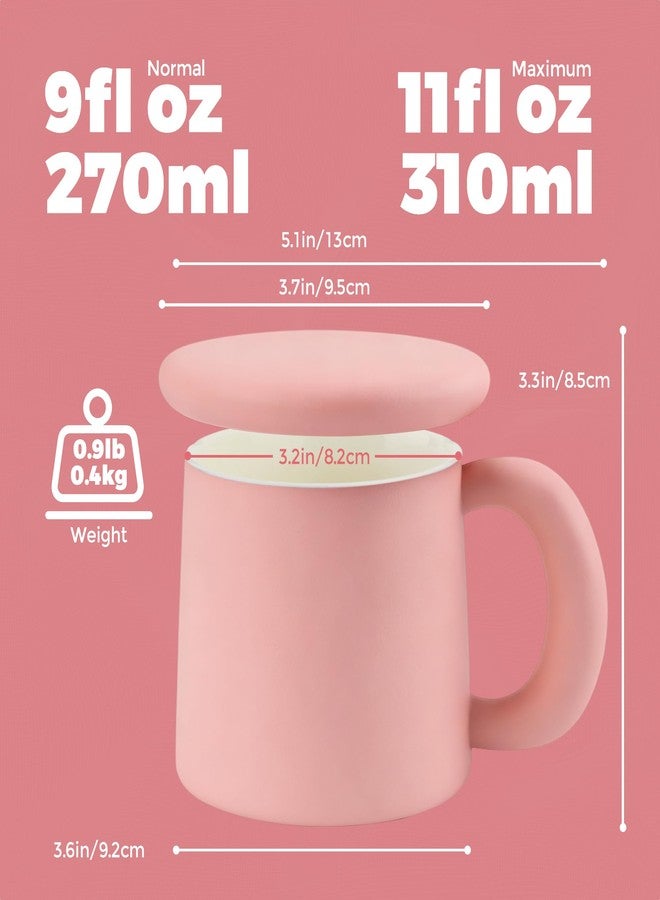 ShanSon 11oz Ceramic Coffee Mug with Lid,Lead-Free & Non-Toxic Tea Cup,1300℃ High-Temp Fired,Microwave Dishwasher Safe,Matte Pink Mug with Gift Box,Mother's Day Home Kitchen Office - Image 2