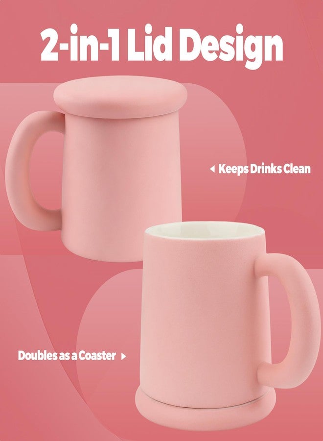ShanSon 11oz Ceramic Coffee Mug with Lid,Lead-Free & Non-Toxic Tea Cup,1300℃ High-Temp Fired,Microwave Dishwasher Safe,Matte Pink Mug with Gift Box,Mother's Day Home Kitchen Office - Image 5