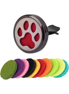 Framendino Framendino, 1 Pack Dog Paw Print Essential Car Oil Diffuser with 10 Felt Refill Pads Aromatherapy AIR Freshener Vent Clip Lockets for Men Women Gifts Black 