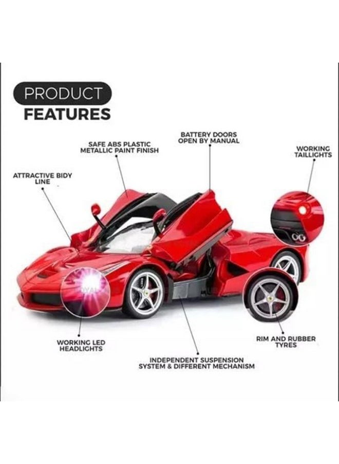 FAMOUS QUALITY Big Size Remote Controlled Sports Racer Car Toy For Kids With Openable Doors And LED Lights And Sound High Speed RC Car For Boys, Red