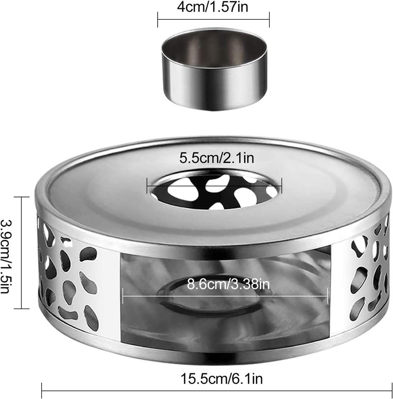 FOXNSK Teapot Warmer with Hollow Frame Design Candle Holder Stainless Steel Coffee Warmer Base for Glass Teapot and Other Heatproof Dish Warming Use - Image 5