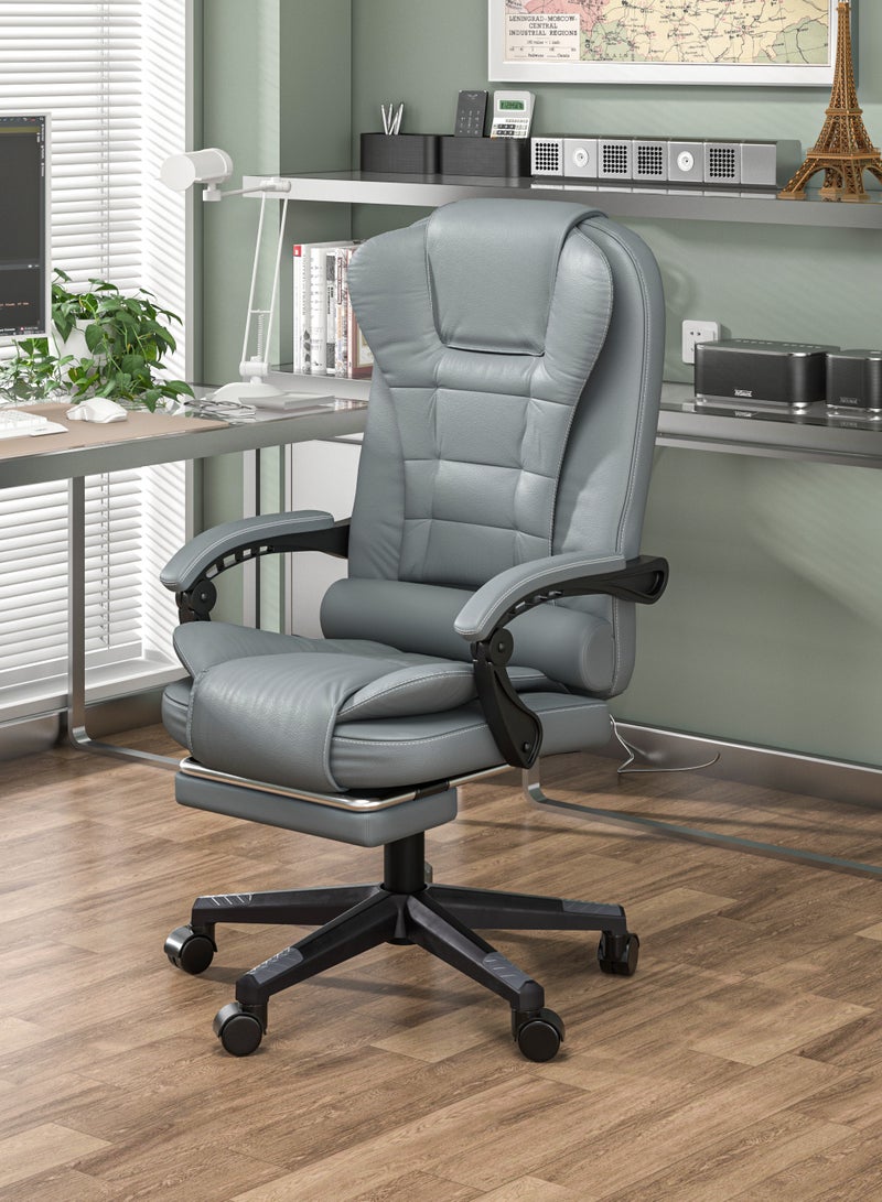 Amoyls Premium Ergonomic Office Chair & Computer Chair with PU Leather, Multi-Angle Reclining Backrest, Adjustable Height, and Retractable Foot Pedals for Ultimate Comfort and Durability - Image 1