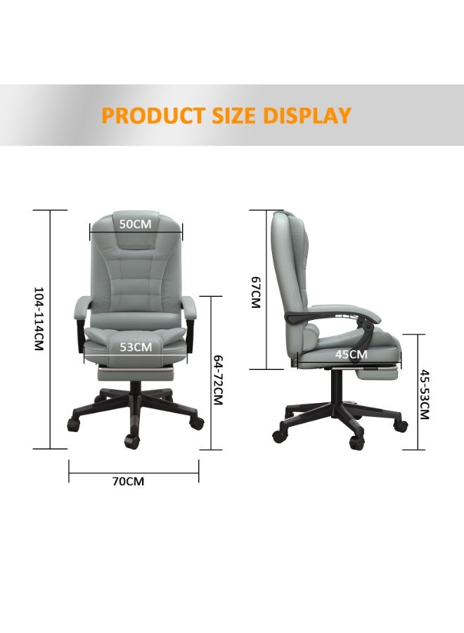 Amoyls Premium Ergonomic Office Chair & Computer Chair with PU Leather, Multi-Angle Reclining Backrest, Adjustable Height, and Retractable Foot Pedals for Ultimate Comfort and Durability - Image 2