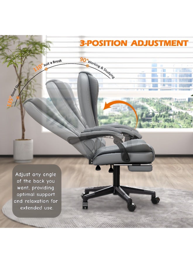 Amoyls Premium Ergonomic Office Chair & Computer Chair with PU Leather, Multi-Angle Reclining Backrest, Adjustable Height, and Retractable Foot Pedals for Ultimate Comfort and Durability - Image 3