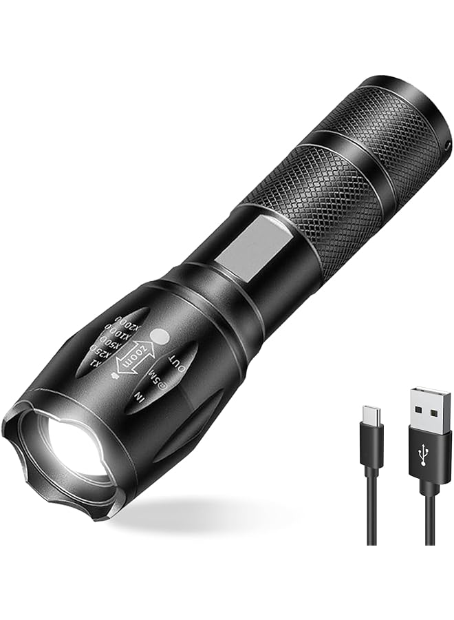 PROMASS Flashlight, Ultra-Bright LED Flashlights Rechargeable 3 Modes Zoomable with 10000 Lumens for Camping Hiking Outdoor Waterproof Handheld Torch LED Tactical Rechargable Type-C Torchlight  - Image 1