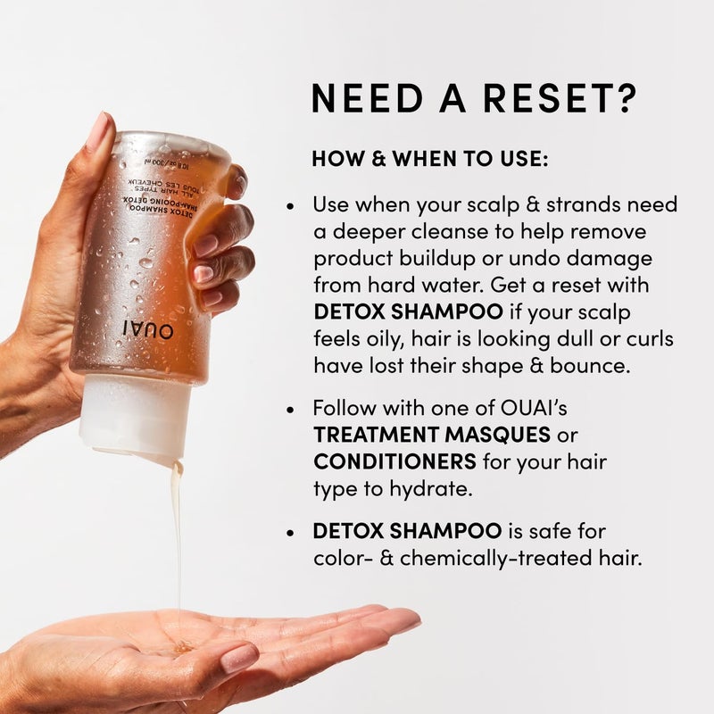 OUAI Detox Shampoo Refill - Clarifying Shampoo for Build Up, Dirt, Oil, Product and Hard Water - Apple Cider Vinegar & Keratin for Clean, Refreshed Hair - Sulfate-Free Hair Care (32 oz) - Image 4