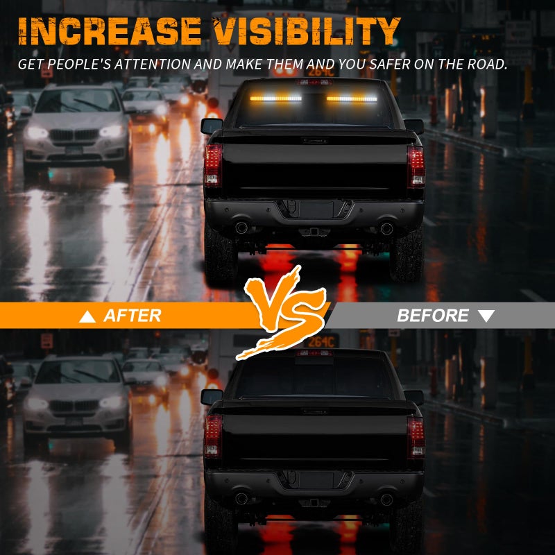 XRIDONSEN 2 in 1 Traffic Advisor Light Bar 2X 17.7 inch 144 LED Amber White Warning Hazard Safety Interior Front Rear Windshield Dash Emergency Strobe Lights for Plow Trucks Construction Vehicles - Image 2