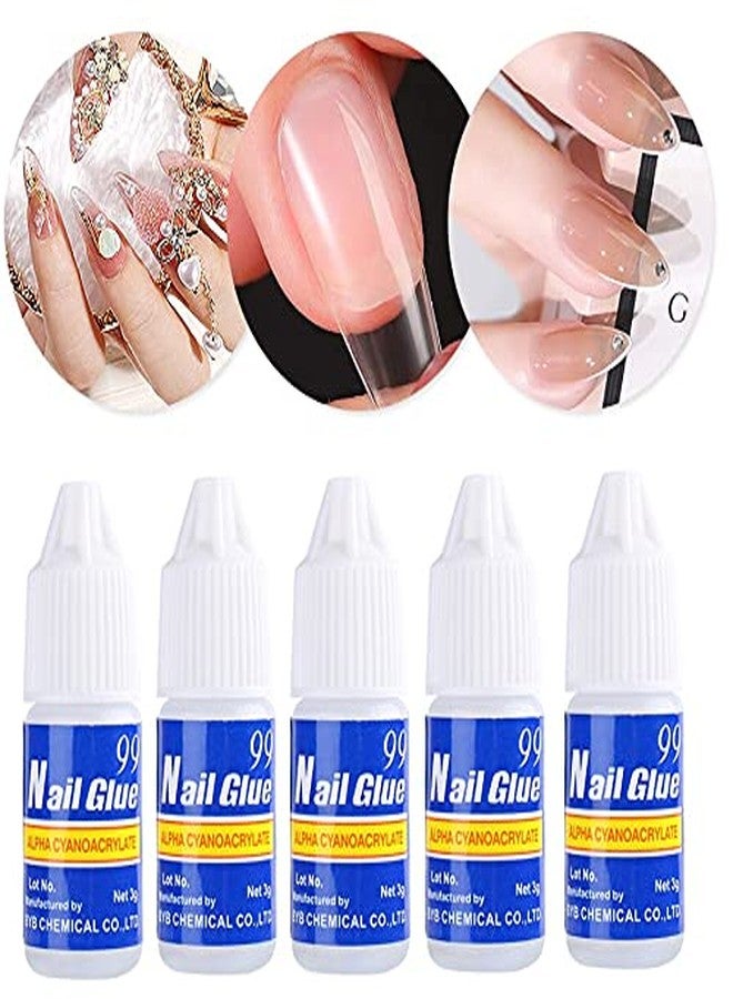 Myynti Nail Glue for Artificial Nail Professional Nail Art Glue Manicure Tool Waterproof Fake/False Nails Glue (5 PCS of Bottle) - Image 1