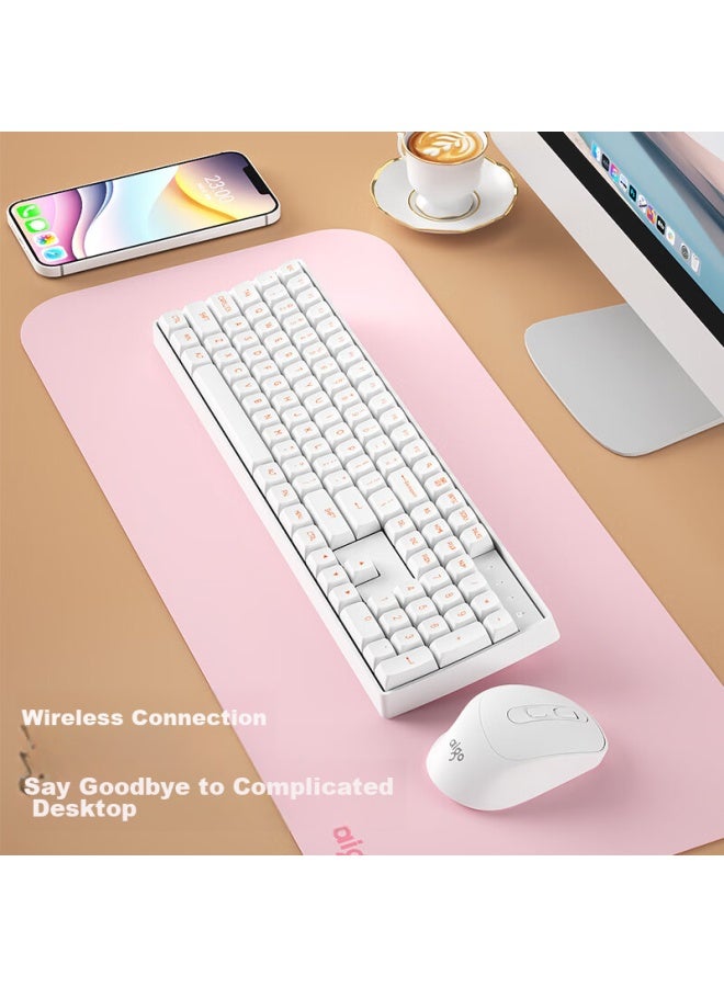 Aigo Ck104 Wireless 2.4g Gaming And Office Mechanical Keyboard And Mouse Combo, Plug And Play, Multi-key Anti-ghosting, Genuine Mechanical Switches, Soy Milk Box, Blue Switch - Image 2