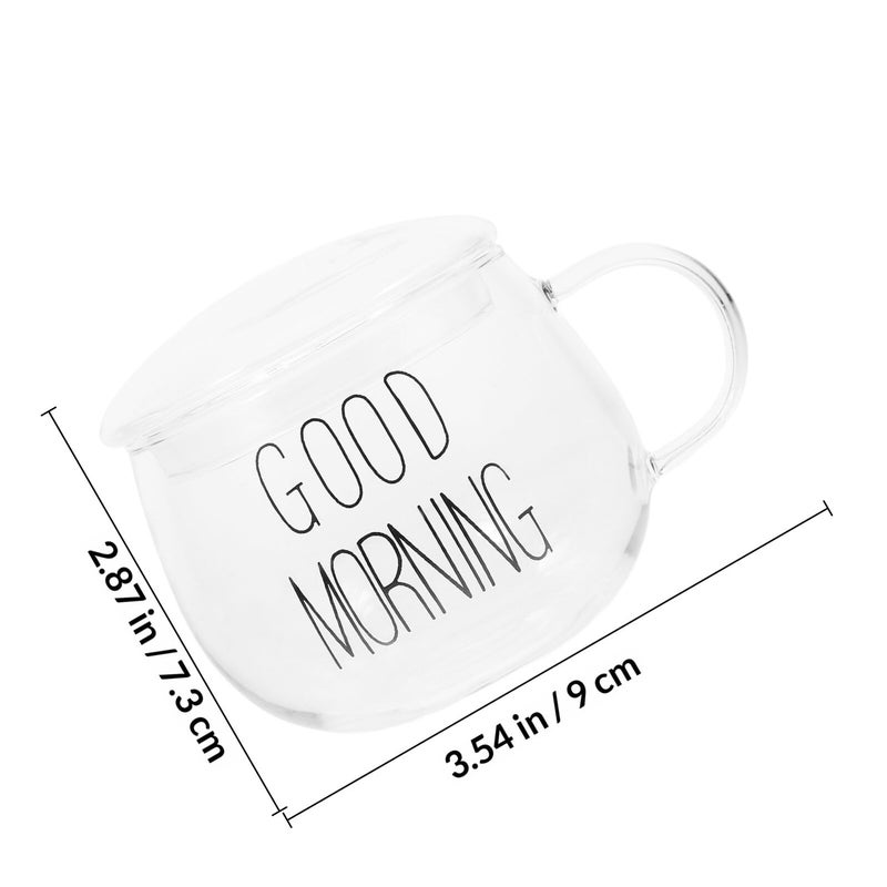 Heat Resistant Glass Milk Cup With Lid And Handle For Coffee Cereal Home Use - Image 3