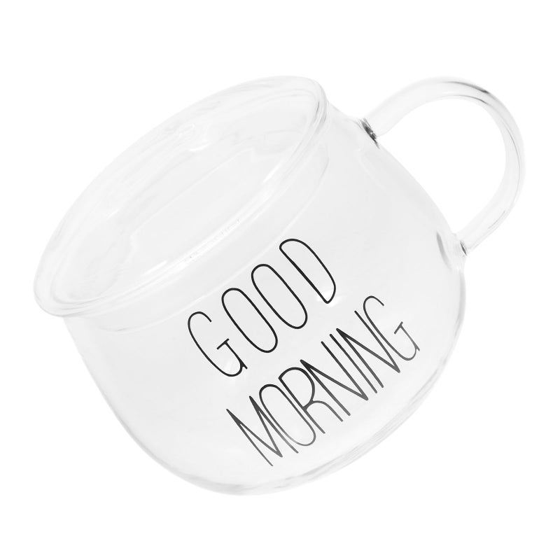Heat Resistant Glass Milk Cup With Lid And Handle For Coffee Cereal Home Use - Image 2