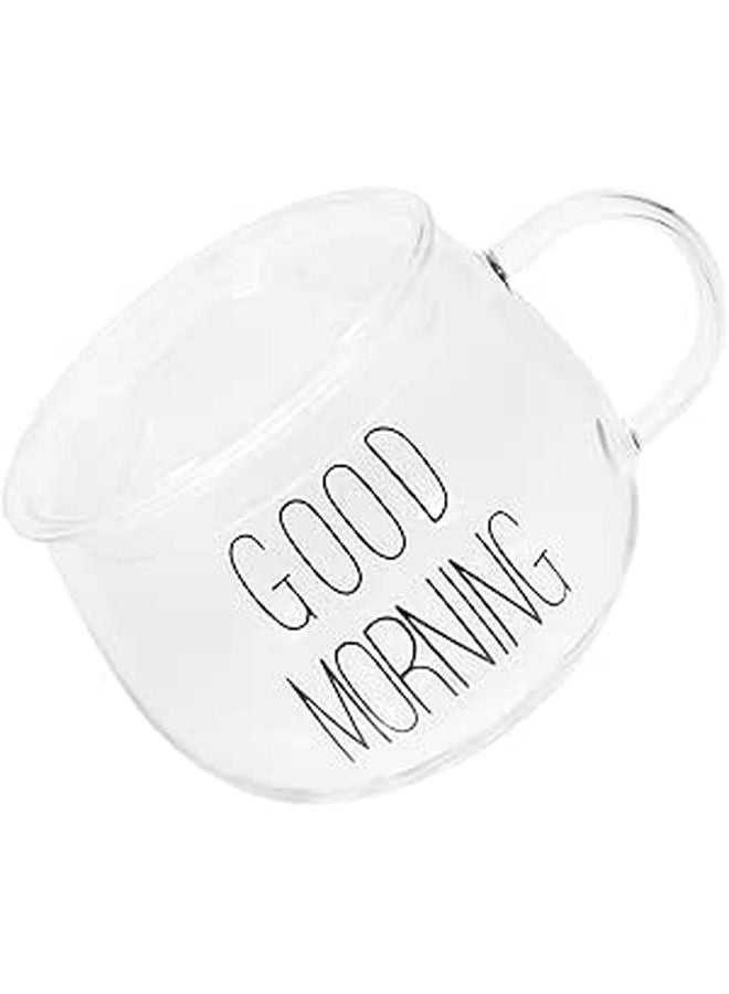 Heat Resistant Glass Milk Cup With Lid And Handle For Coffee Cereal Home Use - Image 1