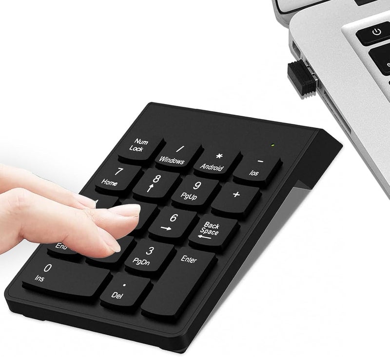 Number Pad Wireless Numeric Keypad Numpad 18 Keys with a 2.4GHz USB Receiver,Portable and Upgraded 10-Key Financial Accounting Numeric Pad for Surface Pro/laptops/desktops/PC - Image 1