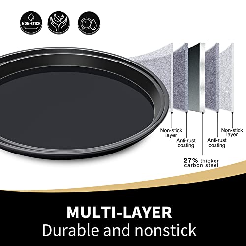 Yomvzake Round Cake Pan, 10 Inch Cake Pan Giant Shollow Baking Pan Round Sheet Cake Tray Pan for Christmas Baking - Image 3