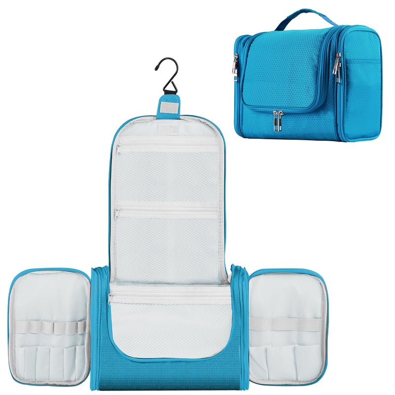 Buruis Large Capacity Toiletry Bag For Women And Men  Hanging Toiletry Organizer Cosmetics Makeup Bag  Water-Resistant Dopp Kit Shaving Bag For Full Sized Toiletries  Travel Essentials (Light Blue) - Image 1