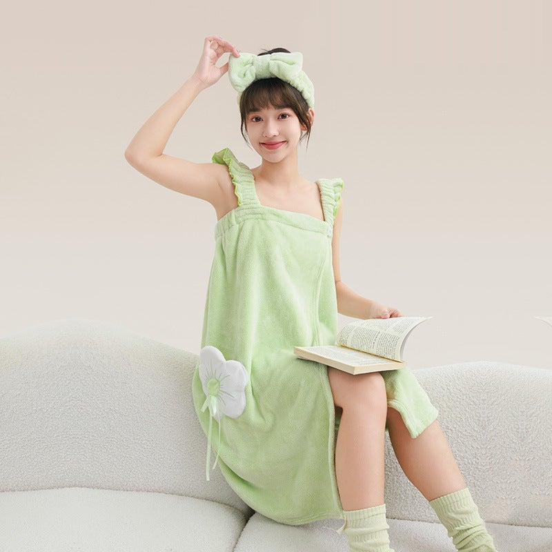 New Style Thickened Bath Towel Girls Can Wear Wrap Cotton Absorbent Quick-Drying Household Nightgown Bathing Bathrobe Bath Skirt - Image 3