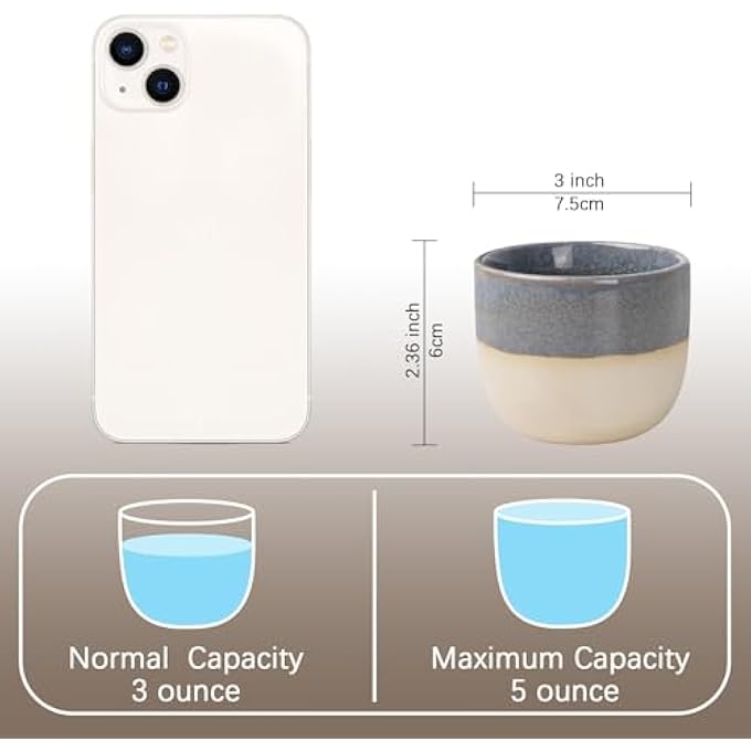 rayihni Ceramic Espresso Cup Set Of 4 150Ml Tea Cups Matcha  Espresso Mugs Small Chinese Teacups No Handles Asian Tea Cup Set - Image 5