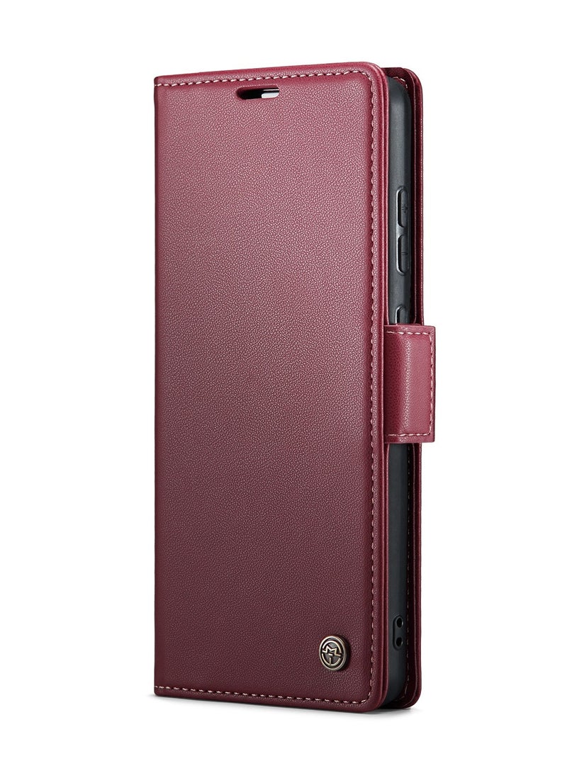 CaseMe Flip Wallet Case For Samsung Galaxy A51 4G/M40S RFID Blocking PU Leather Wallet Flip Folio Case with Card Holder Kickstand Shockproof Phone Cover - Red - Image 2