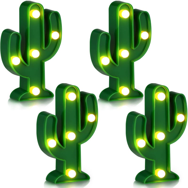 Jutom 4 Pieces LED Cactus Light up Mexican Party Decorations Cactus Fiesta Table Decor Cinco De Mayo Supplies Cute Night Lamp for Table Bedroom Party Supplies472 x 276 Inch