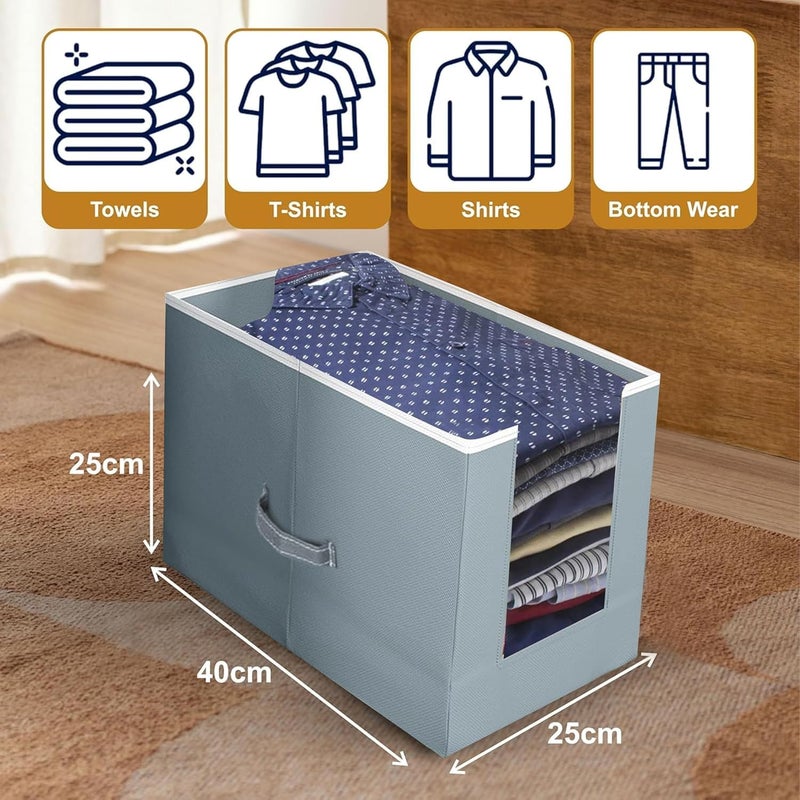 LAXIS ® 5 Pcs Non-Woven Shirt Stacker, Organizer for Wardrobe, Clothes Organizer, Grey Color & Foldable, Closet & Wardrobe Organizer, Dress Collapsible, Foldable Cupboard Storage Box Size 40x20x25Cm - Image 2