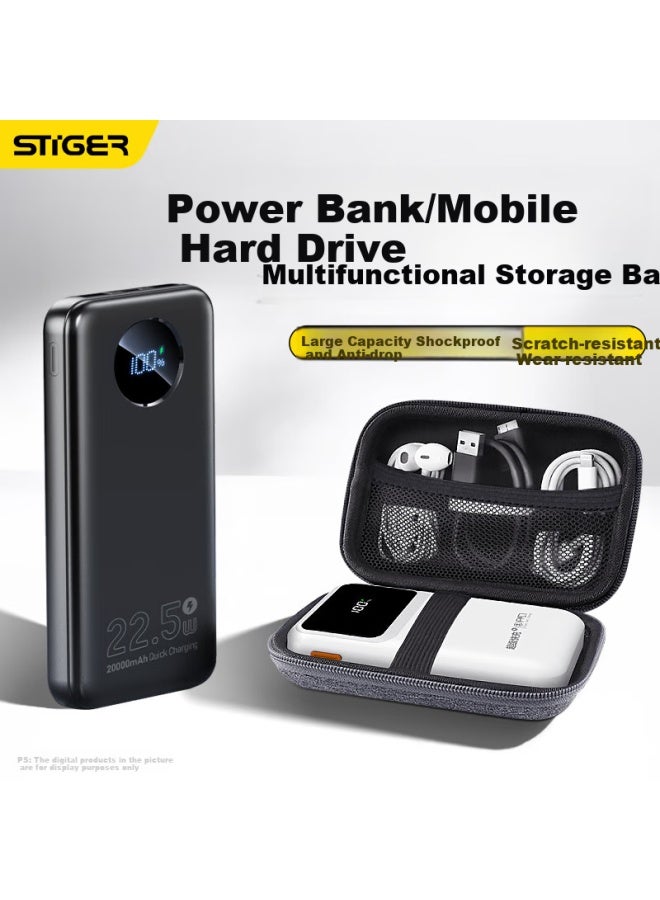 Stiger Earphone Storage Bag Data Cable Charger Earphone Card Reader Memory Card Storage Bag Small Portable Travel Bluetooth Earphone Bag Shockproof Decompression Digital Storage Bag Large Size - Image 1