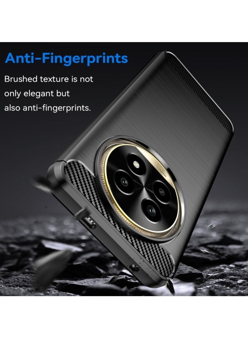 Realme 13 Pro Rugged Shield Cover – Black. Brushed carbon fiber texture, shockproof TPU, anti-slip, slim, and lightweight for durable protection.  - Image 2