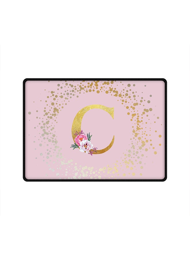 Stylizedd Designer Gaming Mouse Pad  Anti-Skid Mousepad Large Keyboard Mouse Pad Desk Mat Custom Monogram Initial Letter Floral Pattern Alphabet - C  (Pink) - Image 1