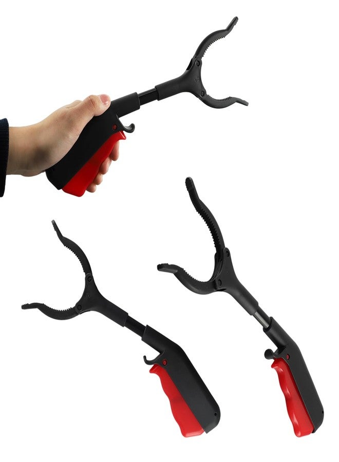 ROBOHOOK Short Grabber Reacher Tool 2 PCS,Small Grabber Reacher Tools Non-Slip Ergonomic Handle,Portable for Elderly, Disabled, Sanitation Workers,11.02in,Black Red - Image 1