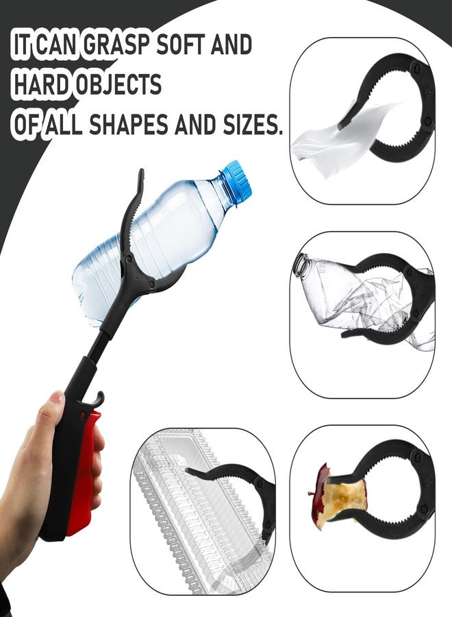 ROBOHOOK Short Grabber Reacher Tool 2 PCS,Small Grabber Reacher Tools Non-Slip Ergonomic Handle,Portable for Elderly, Disabled, Sanitation Workers,11.02in,Black Red - Image 3