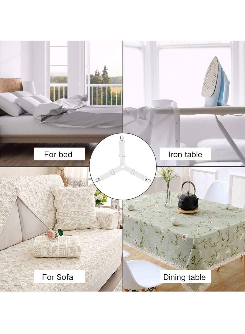 4 قطع من الألواح البيضاء -المستقيمة -مثبتات الألواح، 4 حاويات مرنة مثلثية قابلة للضبط معلق مثلثي حامل مقبض شرائط لأغطية السرير، أغطية الفراش، كوشيون الأريكة - Image 3