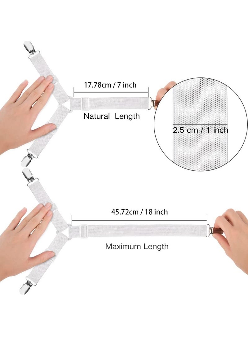 4 قطع من الألواح البيضاء -المستقيمة -مثبتات الألواح، 4 حاويات مرنة مثلثية قابلة للضبط معلق مثلثي حامل مقبض شرائط لأغطية السرير، أغطية الفراش، كوشيون الأريكة - Image 4