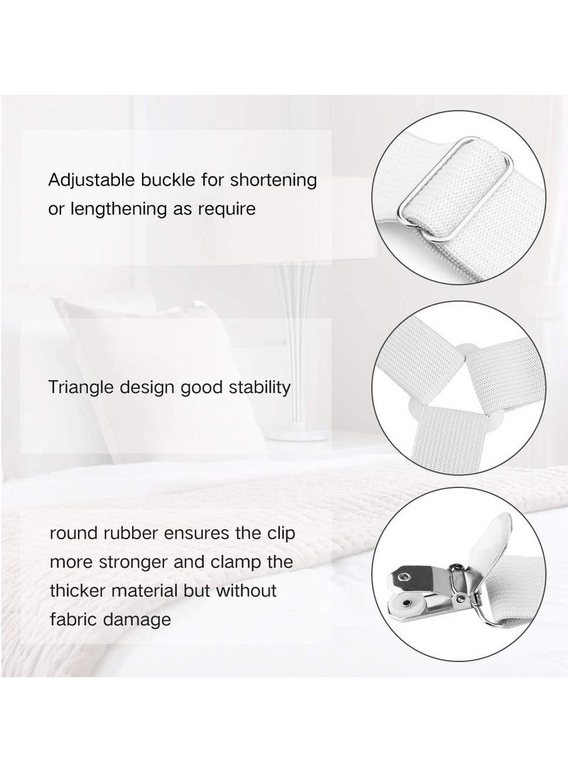 4 قطع من الألواح البيضاء -المستقيمة -مثبتات الألواح، 4 حاويات مرنة مثلثية قابلة للضبط معلق مثلثي حامل مقبض شرائط لأغطية السرير، أغطية الفراش، كوشيون الأريكة - Image 2