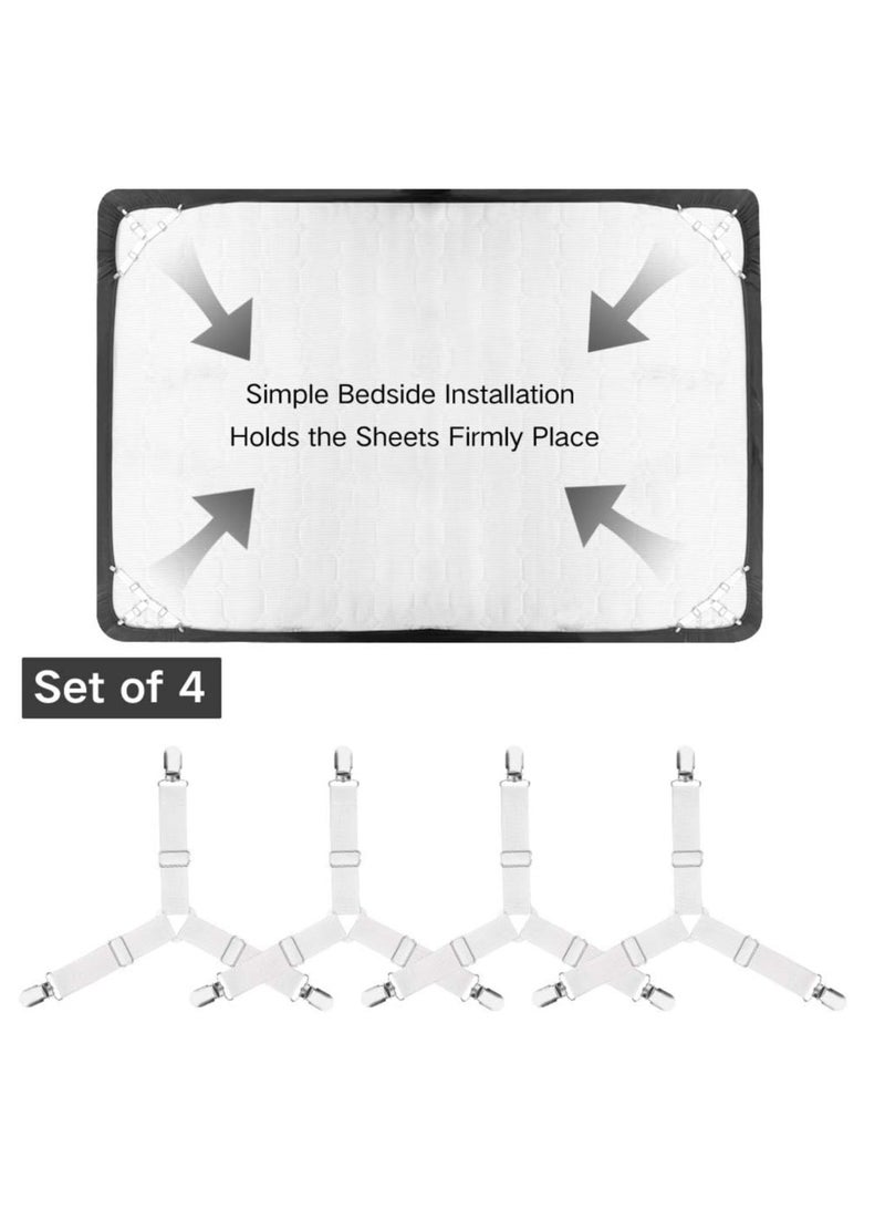 4 قطع من الألواح البيضاء -المستقيمة -مثبتات الألواح، 4 حاويات مرنة مثلثية قابلة للضبط معلق مثلثي حامل مقبض شرائط لأغطية السرير، أغطية الفراش، كوشيون الأريكة - Image 5