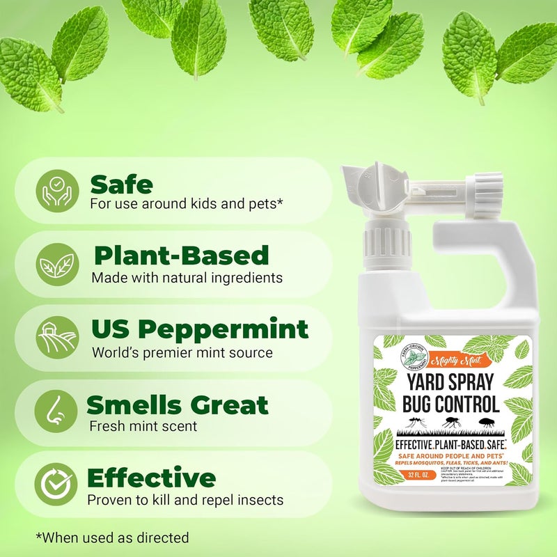 Mighty Mint 32oz Peppermint Bug Control Natural Lawn Yard Spray for Fleas, Ticks, Mosquitos, Ants, and Other Insects - Image 2