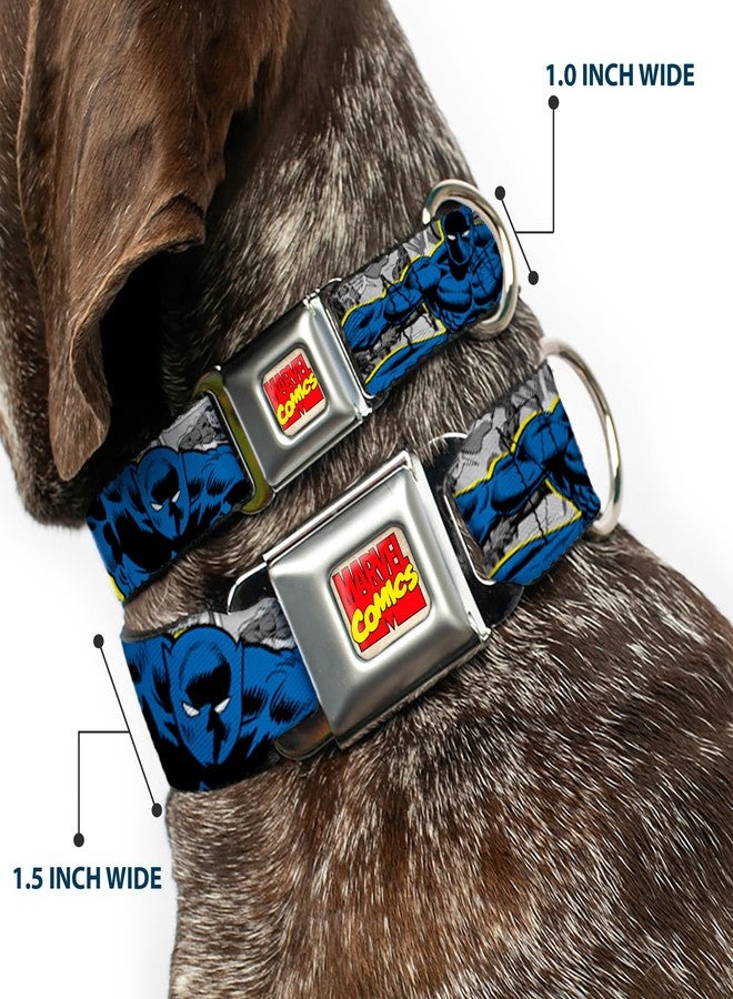 Buckle Down Dog Collar Seatbelt Buckle Black Panther Poses Stacked Comics Grays Yellow Blue Red 11 to 17 Inches 1.0 Inch Wide - Image 2