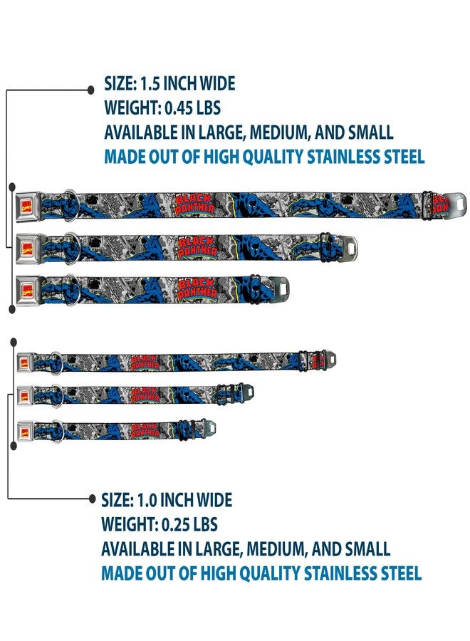 Buckle Down Dog Collar Seatbelt Buckle Black Panther Poses Stacked Comics Grays Yellow Blue Red 11 to 17 Inches 1.0 Inch Wide - Image 3