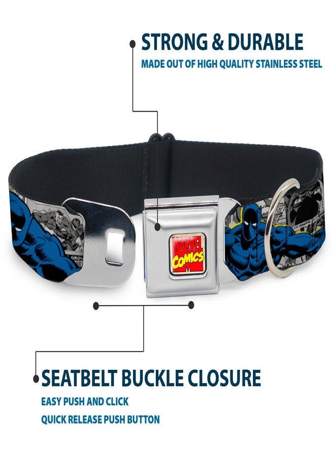 Buckle Down Dog Collar Seatbelt Buckle Black Panther Poses Stacked Comics Grays Yellow Blue Red 11 to 17 Inches 1.0 Inch Wide - Image 4