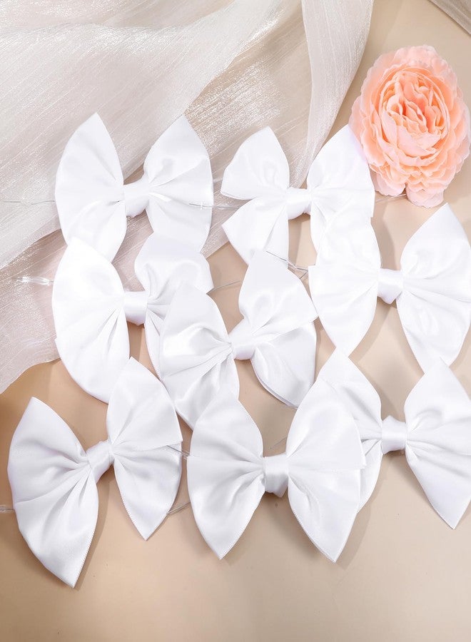 Jaarssho 25 Pcs White Twist Tie Bows, 3.5 Inch Satin Ribbon Bows for Treats, Premade Gifts Wrap Embellishments for Candy Apple Cake Pop Wedding Favor Shower or Holiday Event Decor - Image 4