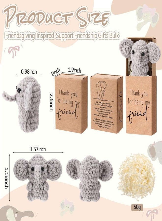 VitalCozy 24 Sets Friendsmas Mini Crochet Elephants Bulk Christmas Sisterhood Gifts for Women Handmade Elephant Friendship Emotional Ornaments for Best Friend Coworker Holiday Birthday Party Favor - Image 2