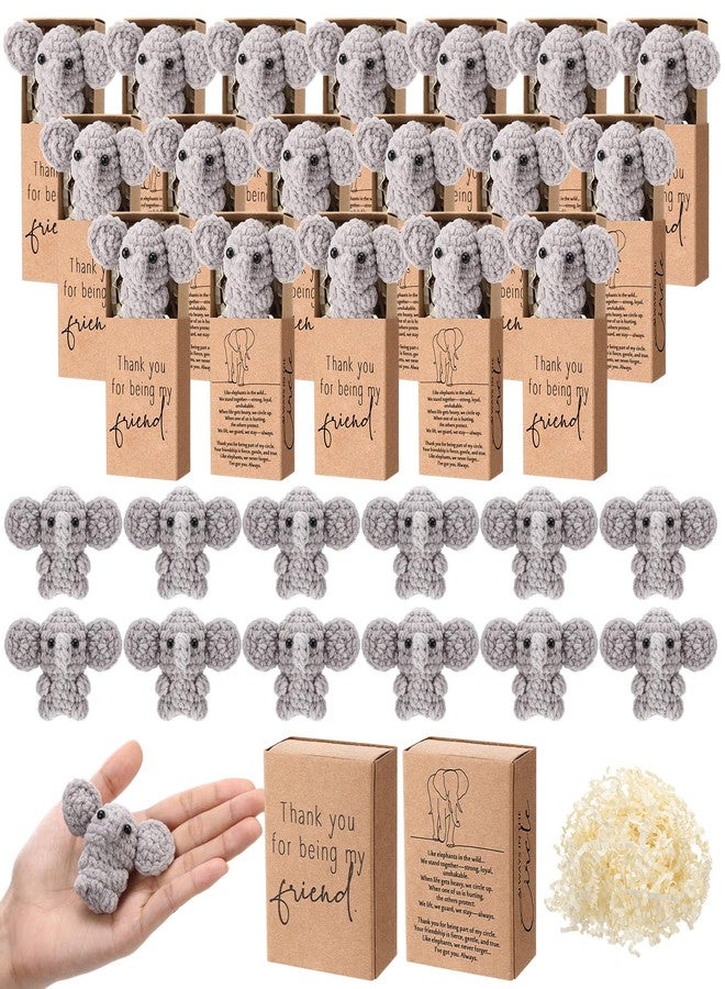 VitalCozy 24 Sets Friendsmas Mini Crochet Elephants Bulk Christmas Sisterhood Gifts for Women Handmade Elephant Friendship Emotional Ornaments for Best Friend Coworker Holiday Birthday Party Favor - Image 1