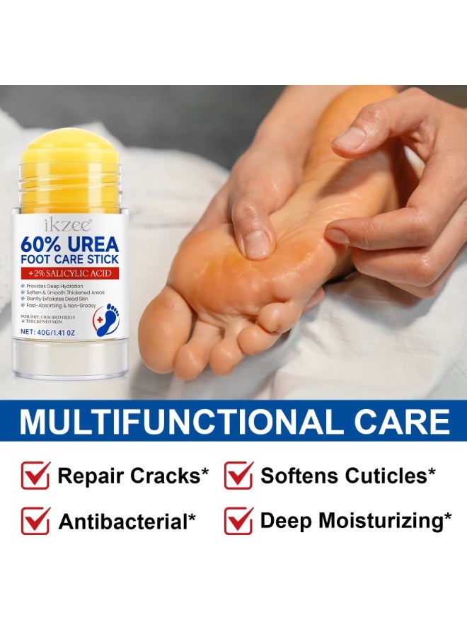 IKZEE 60% Urea Foot Care Stick + 2% Salicylic Acid Urea Cream for Dry Cracked Feet and Hands Heels Knees Elbows Hands Repair Treatment Balm Moisturizer and Corns Callus Remover Stick Cream Dead Skin Remover and Toenails Softener Stick 40g  - Image 3