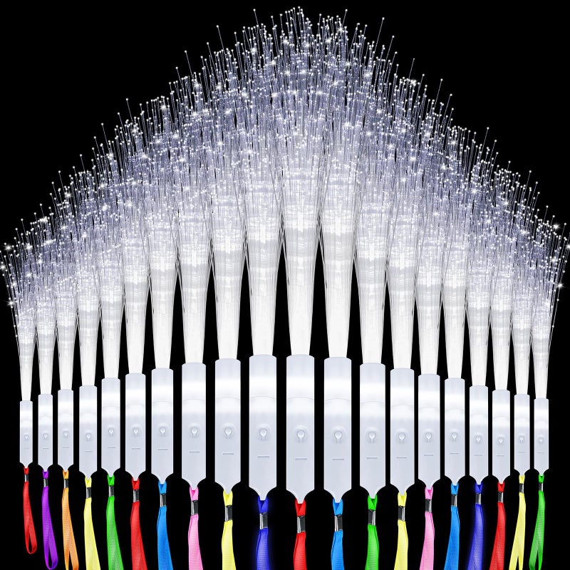 Oleitodh 100 Pack White Fiber Optic Wand Glow Wand LED Light Up Wand Bulk with 3 Flashing Models Flashing Sticks for Glow in The Dark Birthday Party Favor Wedding Halloween Christmas 8 Colors - Image 2
