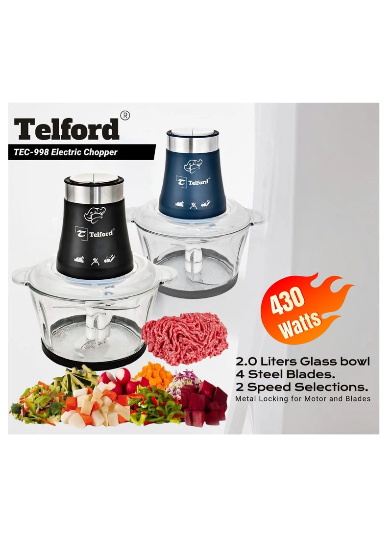 TELFORD - Electric chopper 2 Liters Glass bowl  430 Watts - Image 1