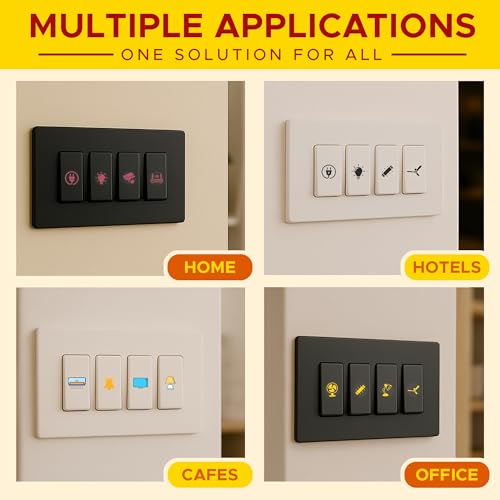 CodersParadise 500+ Switchboard Self-Adhesive Stickers | 3 Colors in 1 Pack, Transparent Round Stickers for Fans, Lights & 27 Appliances – Perfect for Home, Office, Hotels & Cafes - Image 5