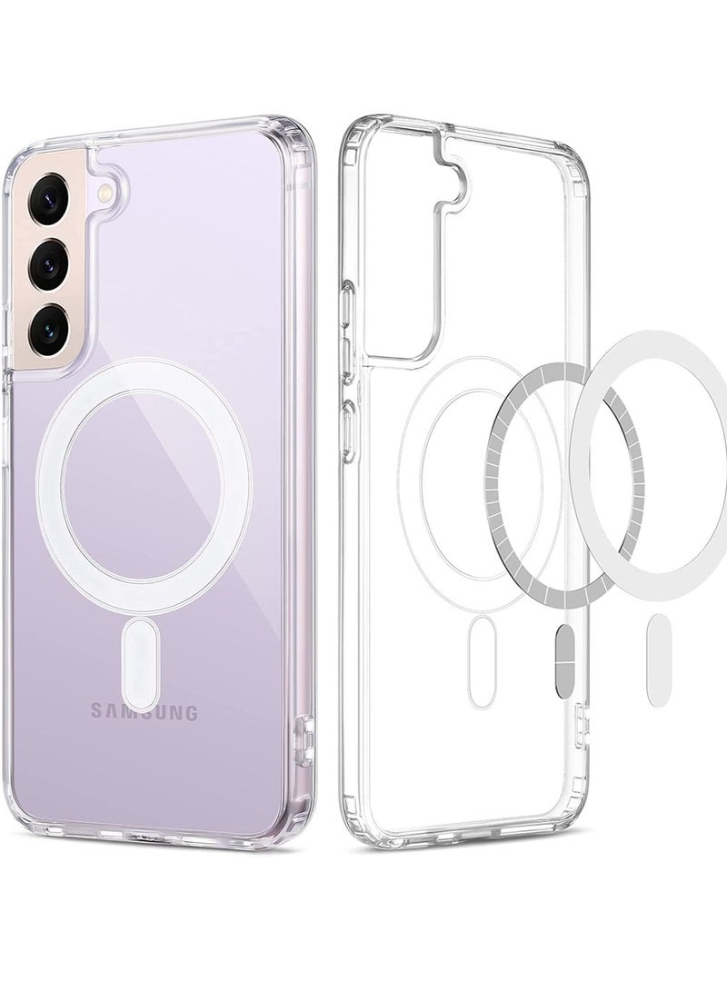 حافظة متوافقة مع سامسونج جالاكسي S23 بلس، حافظة رقيقة نحيفة مغناطيسية، امتصاص للصدمات، مضادة للخدش، ظهر صلب، حافظة كريستالية، غطاء هاتف محمول متوافق مع سامسونج جالاكسي S23 بلس - Image 1