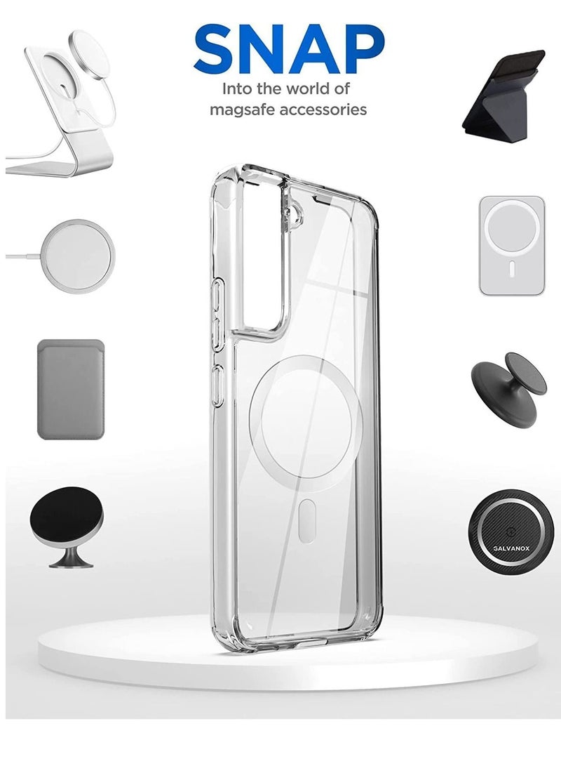 حافظة متوافقة مع سامسونج جالاكسي S23 بلس، حافظة رقيقة نحيفة مغناطيسية، امتصاص للصدمات، مضادة للخدش، ظهر صلب، حافظة كريستالية، غطاء هاتف محمول متوافق مع سامسونج جالاكسي S23 بلس - Image 2