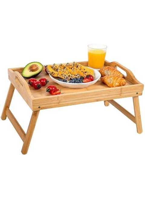 Bed Tray Table with Folding Legs,Bamboo Breakfast in Bed for TV Table, Laptop Computer Tray,Eating,Snack Tray