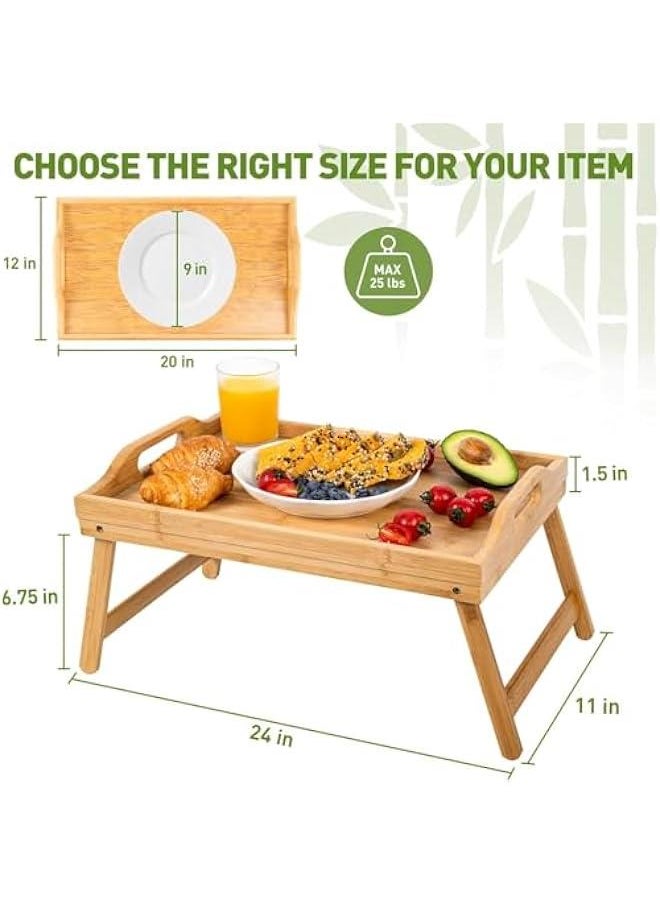 Bed Tray Table with Folding Legs,Bamboo Breakfast in Bed for TV Table, Laptop Computer Tray,Eating,Snack Tray